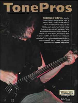 Disturbed Dan Donegan 2005 TonePros Locking Bridge System Washburn guitar ad