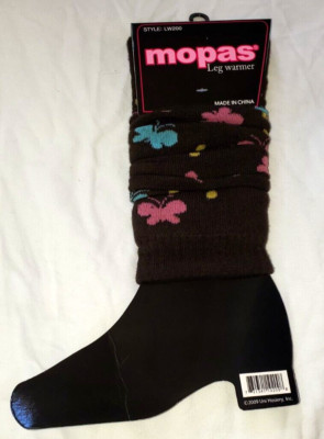 Mopas Women's Fall Winter Leg Warmers 20 Inch Brown W Butterflies New