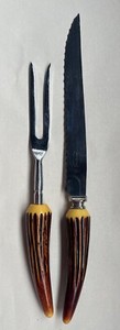 Vintage Carving Set Regent Sheffield England Stag Horn Handles