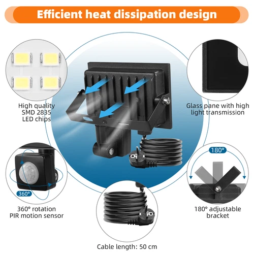 LED Fluter Stecker Außen Strahler Arbeitsleuchte Baustrahler Scheinwerfer Garten - Bild 180 von 251