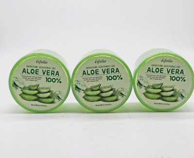 Esfolio Moisture Soothing Gel 100% Aloe Vera 10.14 fl oz 3 pack   NEW