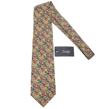 Drake's NWT Neck Tie in Yellow / Multicolor Mini Floral Print 100% Silk