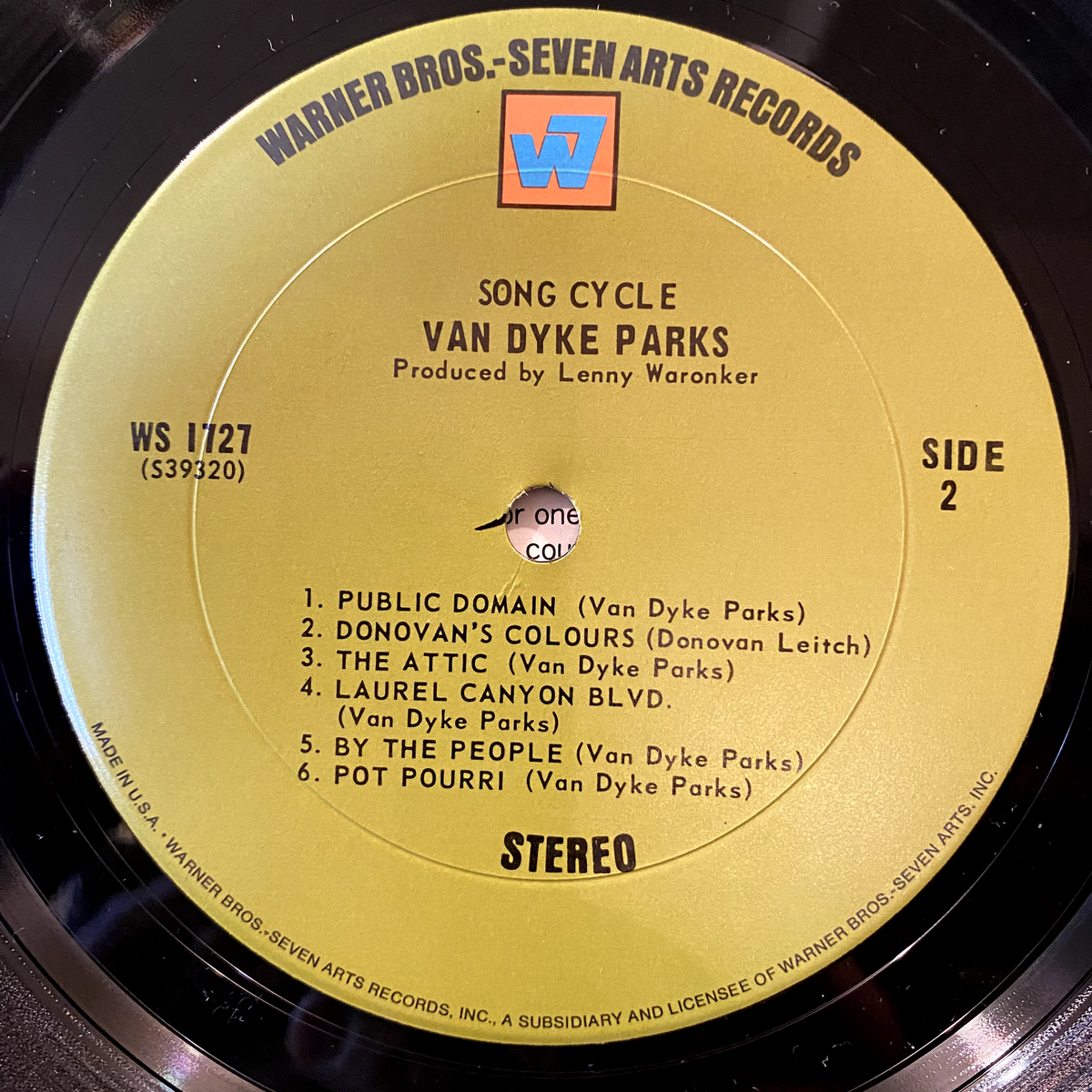 Van Dyke Parks「Song Cycle」US アナログ盤 Van Dyke Parks – Song Cycle – Vinyl (LP, Album, Stereo