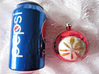 Vintage 2.25" MERCURY GLASS ROUND BALL Christmas ORNAMENT RED w/ Silver Glitter — photo 2
