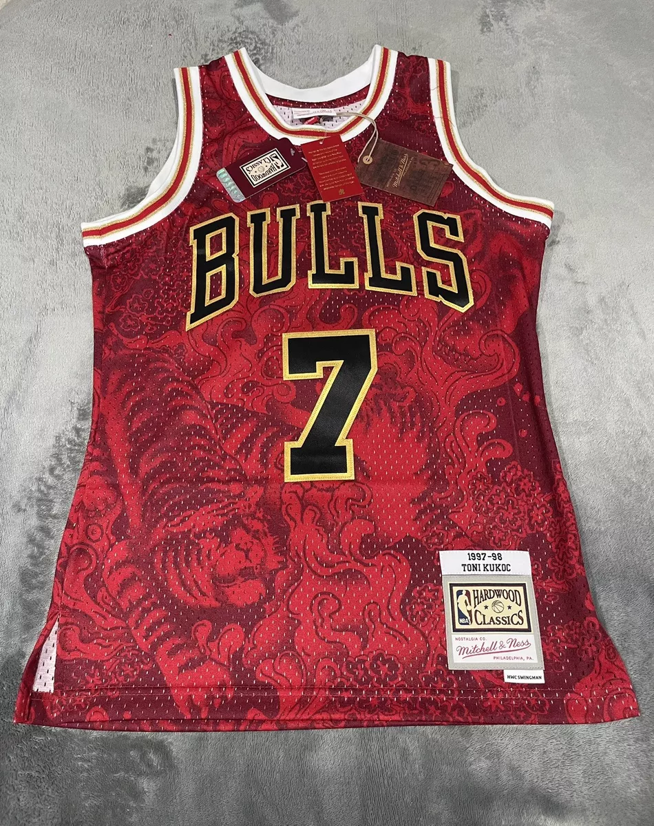 Men's Chicago Bulls Toni Kukoc Mitchell & Ness Red Hardwood Classics  1997-98 Lunar New Year Swingman Jersey