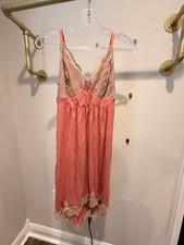 Soma Women s Intimates Hi Low Nightgown Sleep Dress Pajamas Lace M Medium Coral