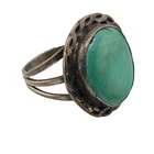 Vintage Sterling Silver Green Turquoise Oval Stone Split Shank Ring Sz 8.5 GU