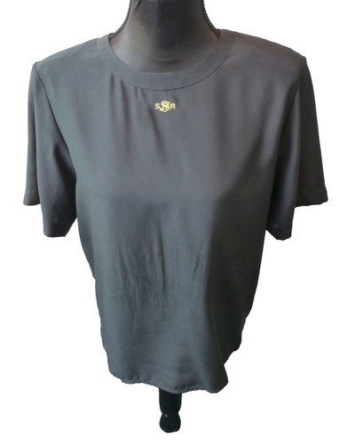 Sonia Rykiel, Sonia Rykiel Short Sleeve Silky Black Top Blouse Vintage Size 36 6-8