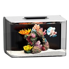 2.5 Gallon Fish Tank Small Aquarium Starter Kit with Hidden Filtration, 3 Col...