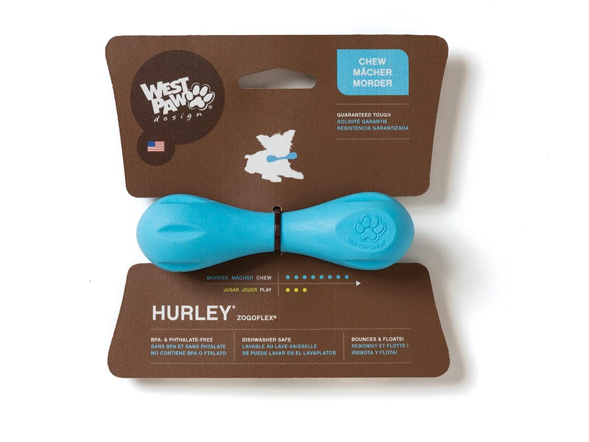 West Paw Zogoflex Hurley Dog Chew Toy, Floatable, Small  For Aggressive Chewers