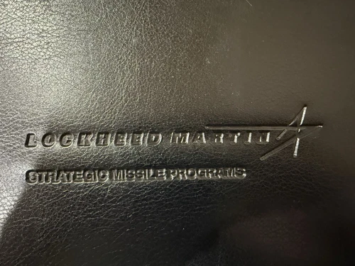 Vtg LEEDS Lockheed Martin Strategic Missile Portfolio Large Black Faux Leather