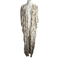 Anthropologie Bel Kazan Ivory Sadie Floral Kaftan Duster OS Fairycore Boho