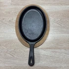VTG Cast Iron LODGE USA OS Oval Fajita Flat Skillet 10" X 7" Griddle Camping