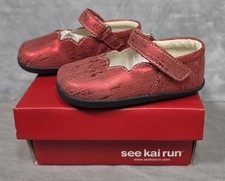 See Kai Run Jane II Girls Toddler Baby Shoes Size 6 Red Metallic