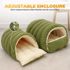 Winter Soft Plush Cat Bed Warm Enclosed House with Removable Washable Cover
