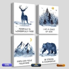 Loedvestr Forest Animals Bible Verse Canvas Wall Art Inspirational Quote Wall