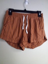 Billbong Shorts Women S Elastic Waist Drawstring Casual Stripe Brown