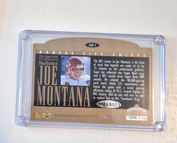 JOE MONTANA 1995 Upper Deck Authenticated Signed Oversized Card Auto #346/1000 - Image 3 of 4