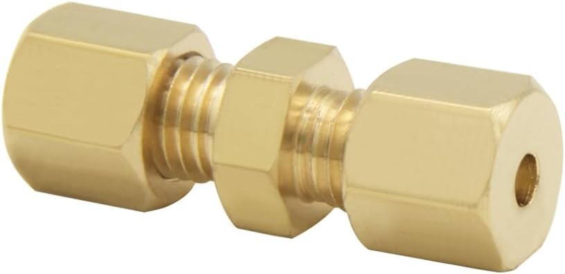 Hooshing 3PCS Brass Compression Tube Pipe Fitting 1/8" 1/8 Inch, Copper