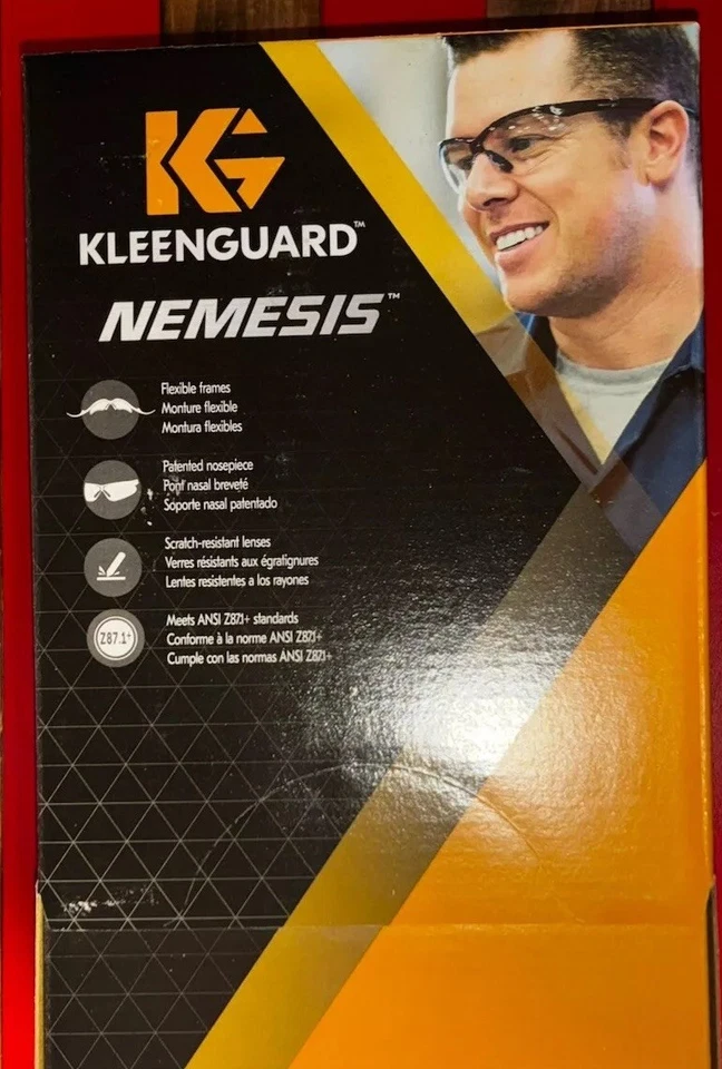 3 pares de óculos de segurança KleenGuard Nemesis lente transparente armação preta e cordão 25676 - Imagem 4 de 4