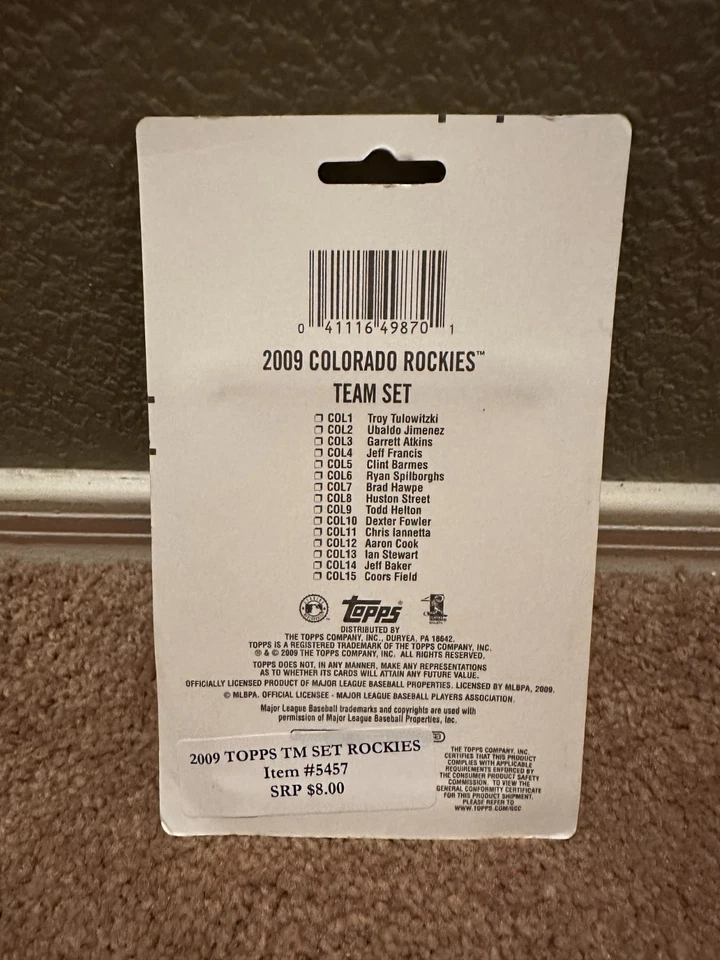 Новый Topps Colorado Rockies 2009 команды набор 14 карт + 1 бонусная карта ~ новый в упаковке ~ - Изображение 2 из 2