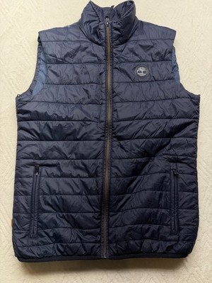 Timberland Men s Puffer Vest Medium Navy Blue Full Zip Insulated Outdoor