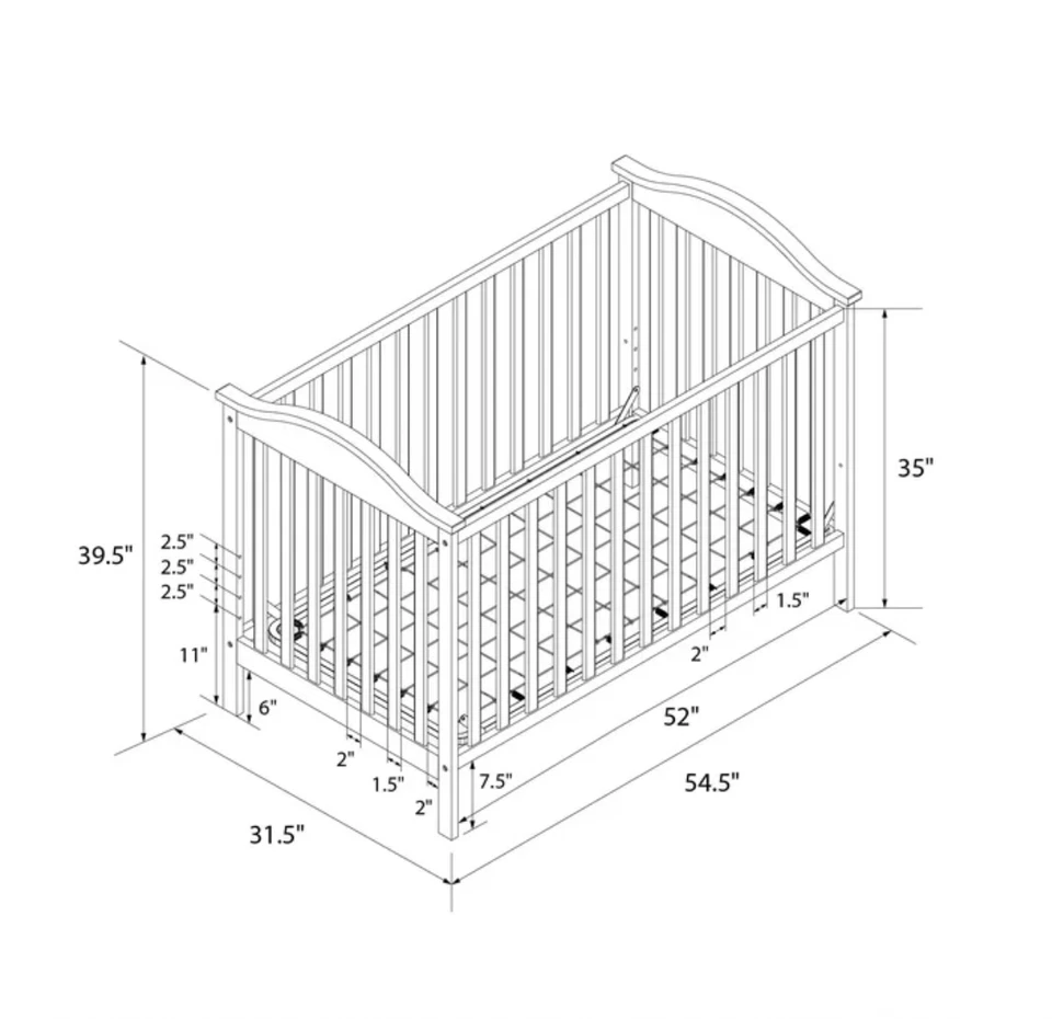 Cunas Para Bebes Convertible Cama Para Infantil Marco Madera Cuna Gris Foto 4 de 4