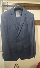 BOSS Men’s Blue Pinstripe Wool 2-Piece Suit Jacket 38R Tousers 32R