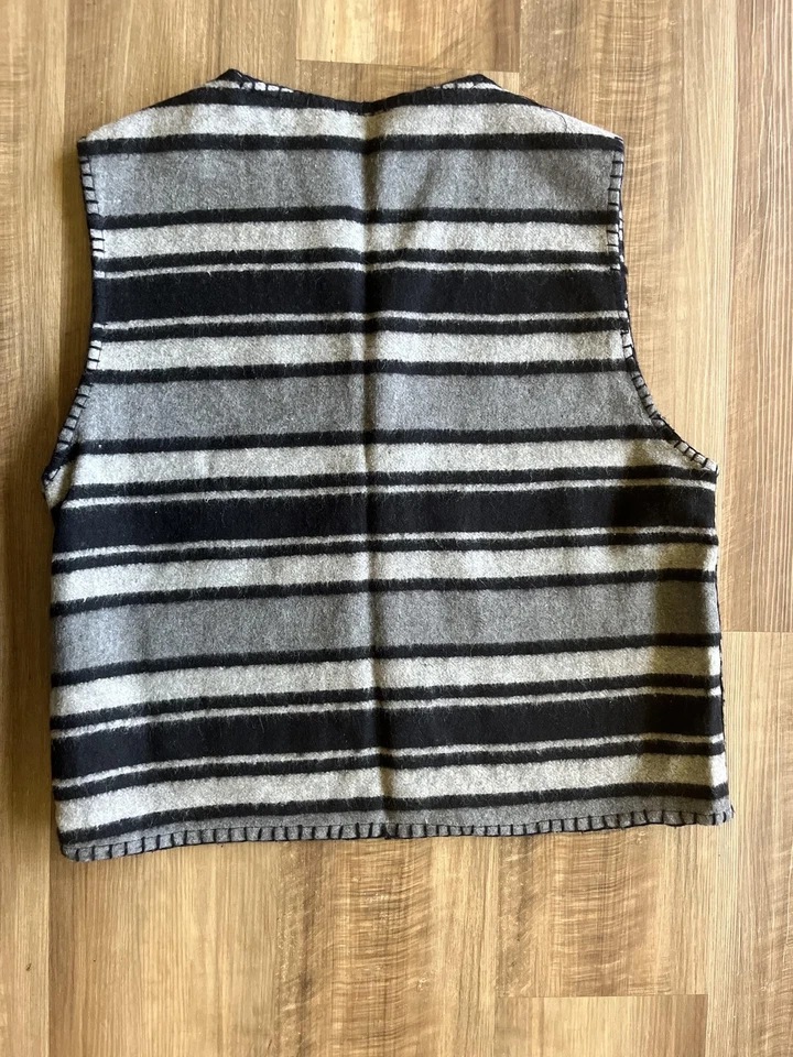 Energie Vest Womens Small Gray Black Stripe Wool Blend Button Front Pockets - Image 4 of 4