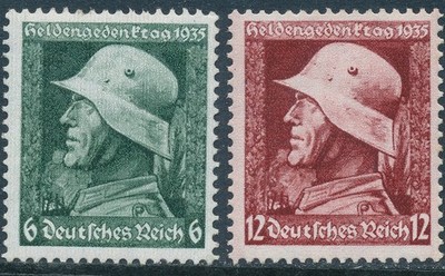 Stamp Germany Mi 569-70 Sc 452-3 1935 WWII Fascism Memorial Soldier WWI MNG