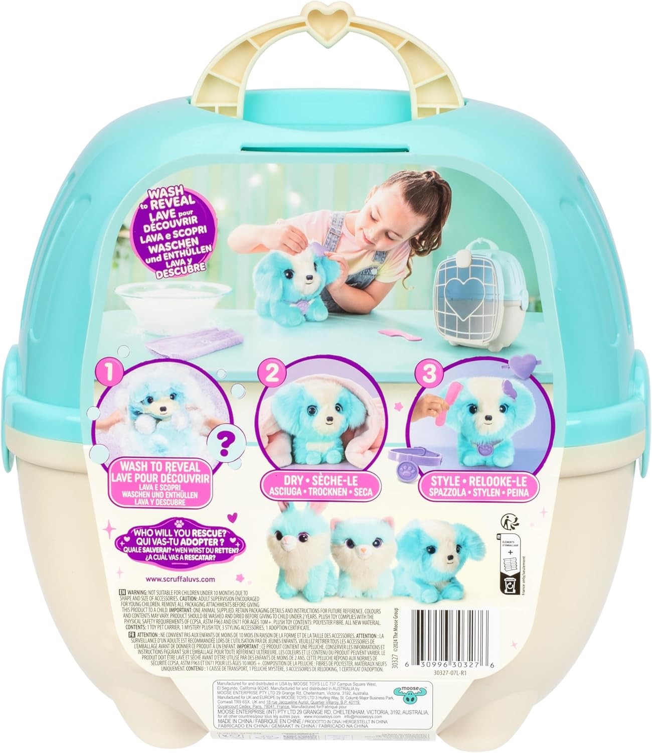 Scruffaluvs Bleu Peluche Interactive Mystery 19cm Lave et Découvre Animal