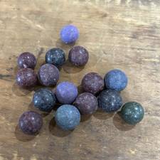 ANTIQUE 19th Century Handmade Small Clay Marbles 15 Piece Lot
