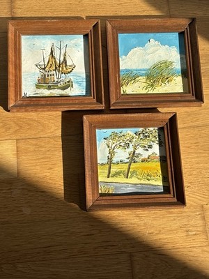 Drei sonnige Gemälde von Boot, Strand und Land Marion Meier, Hage, Deutschland