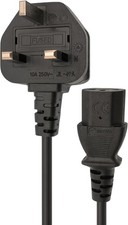IEC C13 Power Cable 10A 250V UK 3-Pin Plug to PC Monitor Printer Cable Lead