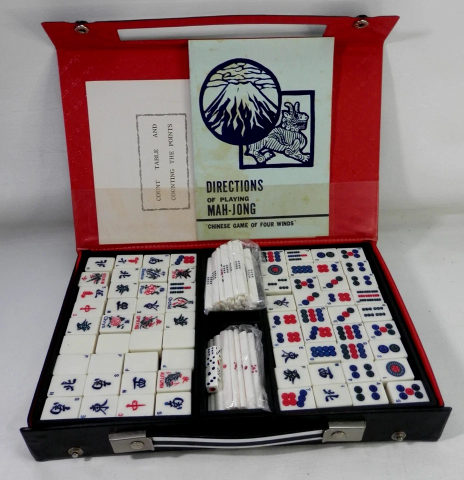 MahJong Set Four Winds With Case & Instructions Vintage - Image 2 of 4