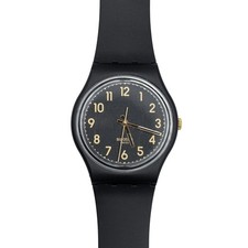 Swatch Golden Tac GB274 Black Dial Silicone Unisex Watch