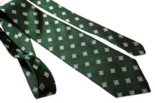 BROOKS BROTHERS MEN'S TIE GREEN/GEOMETRIC Width: 3.75" LENGTH 59"