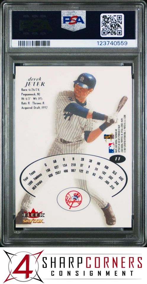 2000 SKYBOX E-X #11 DEREK JETER YANKEES HOF PSA 9 - Image 2 of 3