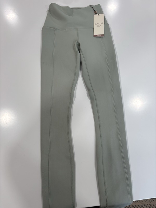 New Calia Essential High-Rise 7/8 Rib Tight Legging Womens Size XXS light green