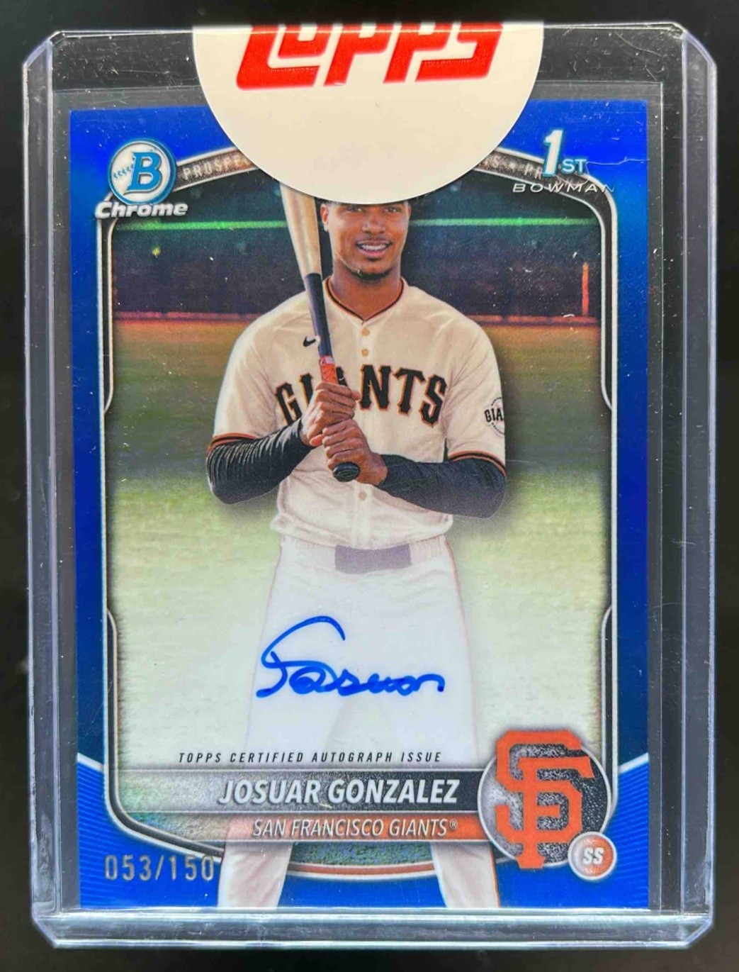 Josuar Gonzalez 2025 Bowman Chrome #CPA-JD Prospect Auto - Blue