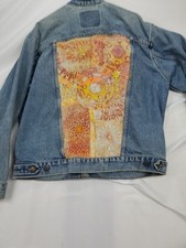 Vintage 90s Levi Denim Jean Jacket Upcycled Patchwork Design Handmade
