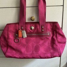 Coach Pink Signature Tote Medium Silver Hardware Zip Inner Pockets