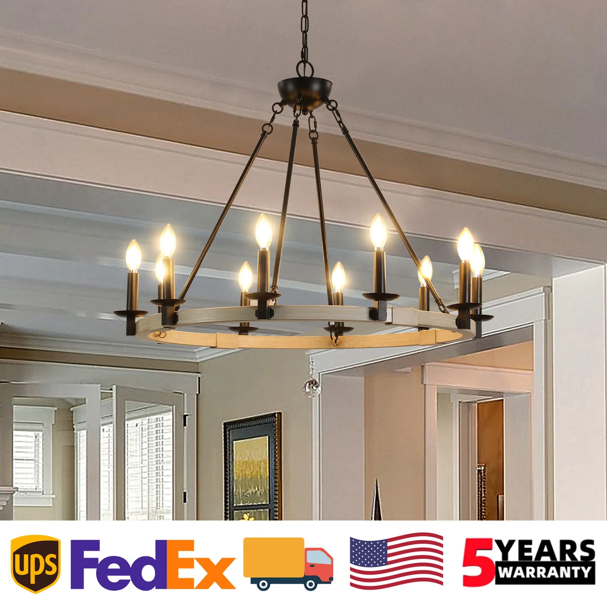 Lámpara Colgante LED Moderna De Madera Y Metal - Dimmable, Para Comedor, Salón O Dormitorio