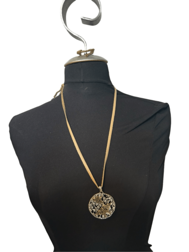 Lucky brand silver butterfly and gold round pendant suede leather rope necklace - Picture 1 of 7