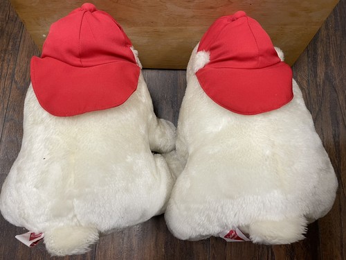 2X Vintage 1995 Coca Cola Coke Plush Stuffed 12" Polar Bear With Backwards Hat - Picture 2 of 4