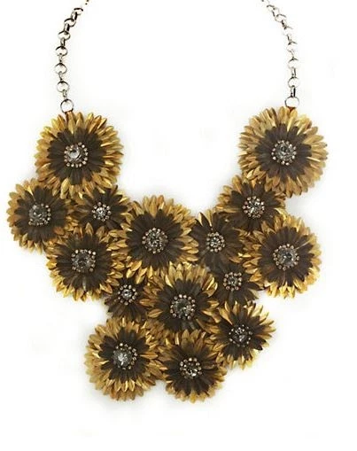 Deepa Gurnani ожерелье маргаритки нагрудник заявление золото черный ошейник воротник - Изображение 2 из 4