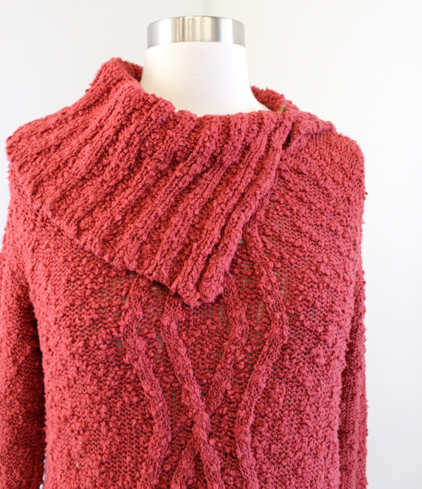 Moth Anthropologie Rust Cable Knit Button Cowl Ne… - image 3