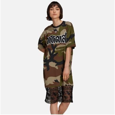 NEW! adidas Originals x DRY CLEAN ONLY Bangkok Camo Lace Hem Midi