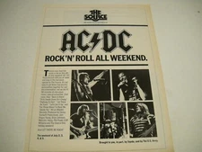 Rock 'N' Roll All Weekend with AC/DC The Source original 1982 Promo Display Ad