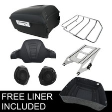 Matte Black King Trunk Pad Mount Rack Speakers Fit For Harley Touring 2014-2026